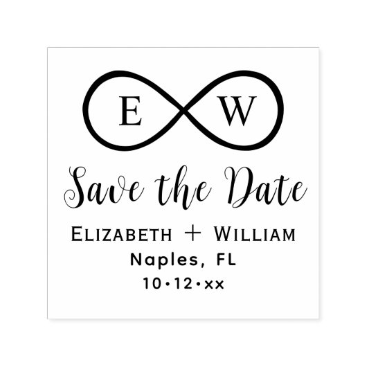 Klassieke Infinity Monogram Bruiloft Bewaar de dat Zelfinktende Stempel (Design)