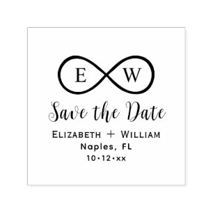 Klassieke Infinity Monogram Huwelijk Save the Date Zelfinktende Stempel