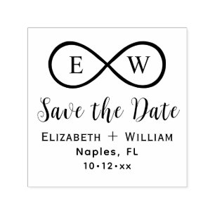 Klassieke Infinity Monogram Huwelijk Save the Date Zelfinktende Stempel