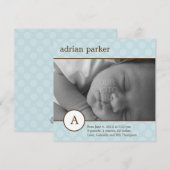 Klassieke Initiaal Baby Boy Aankondiging (Voorkant / Achterkant)