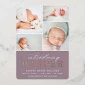 Klassieke inleiding Folie Foto geboortebekendmakin Folie Uitnodiging (Voorkant)