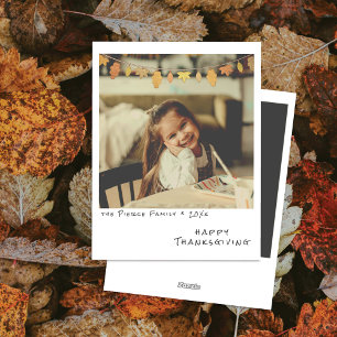 Klassieke Instant Foto met Herfstbladeren Slinger Feestdagenkaart