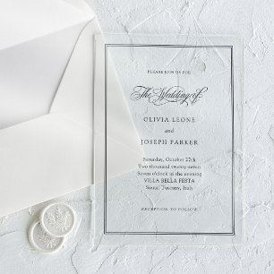 Klassieke Italiaanse Elegantie   Trouwen Acryl Uitnodigingen