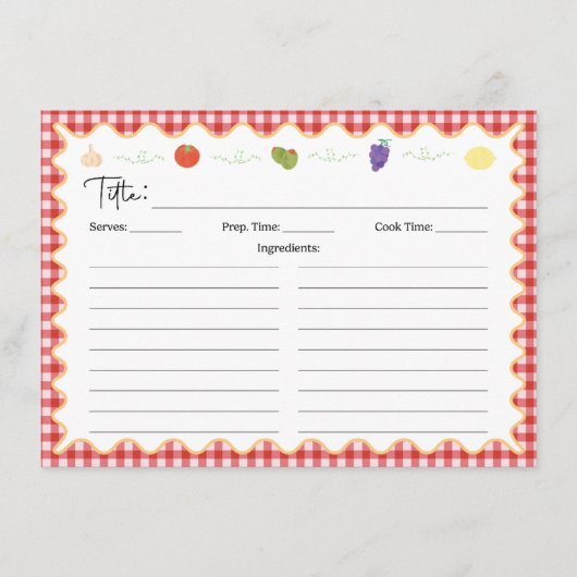 Klassieke Italiaanse keuken recept Kaart (Voorkant)