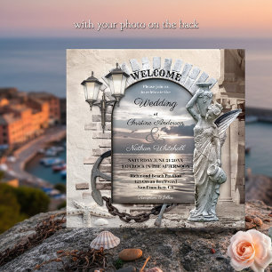 Klassieke Italiaanse Nautical Photo Wedding Invita Kaart
