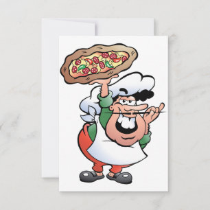 Klassieke Italiaanse Pizza Chef Cartoon Kaart
