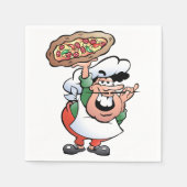 Klassieke Italiaanse Pizza Chef Cartoon Servetten (Voorkant)