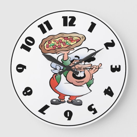 Klassieke Italiaanse pizzachef cartoon Grote Klok (Voorkant)
