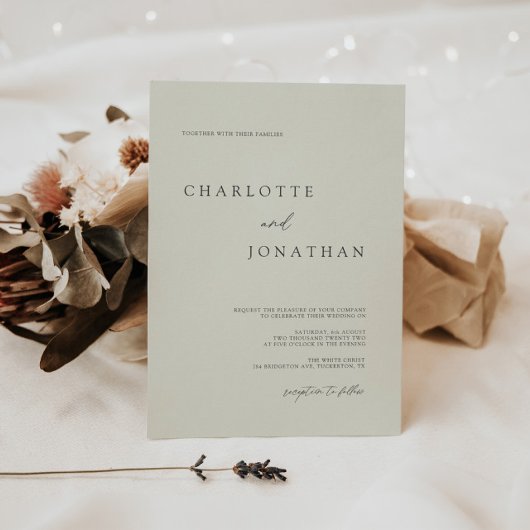 Klassieke ivoor Elegant Calligraphy Wedding Kaart