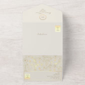 Klassieke ivoor en gouden bruiloft all in one uitnodiging (Buitenkant)