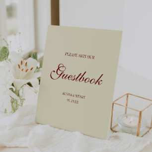 Klassieke ivoor script 'Schrijf in ons gastenboek' Reclamebord Met Voetstuk