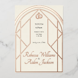 Klassieke Ivoren en Roze Gouden Folie Trouwuitnodi Uitnodiging