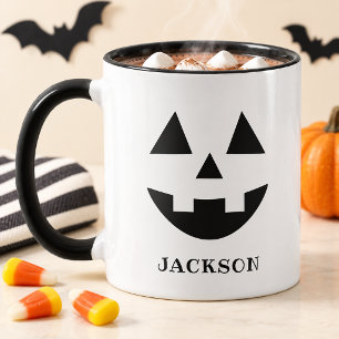Klassieke Jack O Lantern Gezicht Naam Halloween Mok
