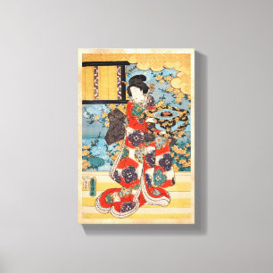 Klassieke japanse geisha ukiyo-e Utagawa Canvas Afdruk