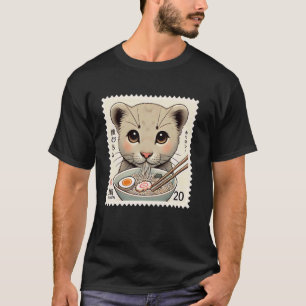 Klassieke Japanse Kunst Postzegel Noedels Panter T-shirt