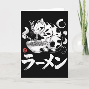 Klassieke Japanse Kunst Ramen Kat Retro Japans Ete Kaart