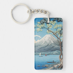 Klassieke Japanse Mount Fuji en Lake Yamanaka Kuns Sleutelhanger