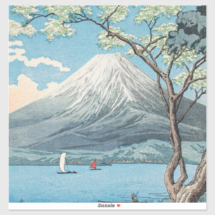 Klassieke Japanse Mount Fuji en Lake Yamanaka Kuns Sticker