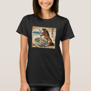Klassieke Japanse Mt. Fuji Noedels Schattig Paard T-shirt