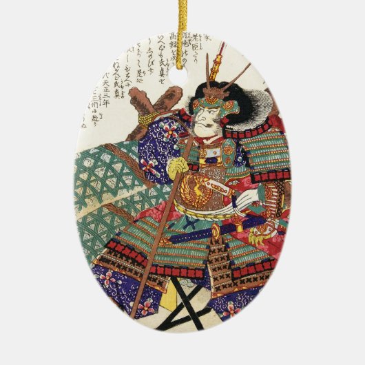 Klassieke Japanse Samurai Warrior General Keramisch Ornament (Voorkant)