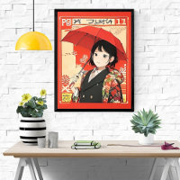 Klassieke Japanse stijl - Meisje met rode paraplu