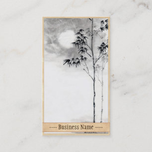 Klassieke japanse sumi-e schilderkunst bamboe maan visitekaartje