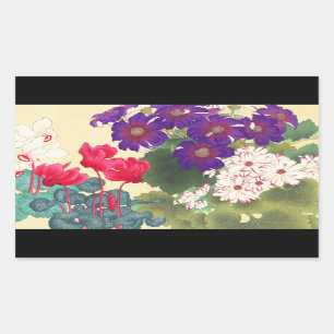 Klassieke japanse waterverf bloemen kunst rechthoekige sticker