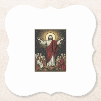 Klassieke Jezus Stralende Glorie Christelijke Grav Kartonnen Onderzetters