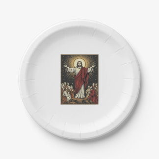 Klassieke Jezus Stralende Glorie Christelijke Grav Papieren Bordje
