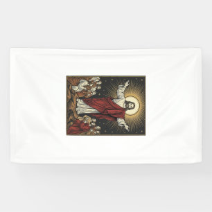 Klassieke Jezus Stralende Glorie Christelijke Grav Spandoek