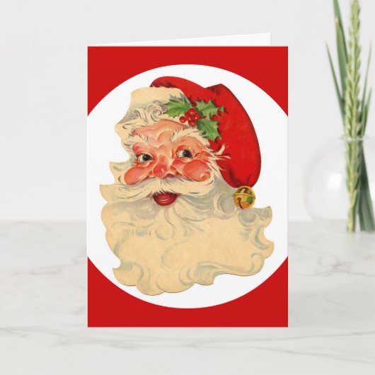 Klassieke Jolly Santa Claus Face Aangepast kerstfe Feestdagen Kaart (Voorkant)