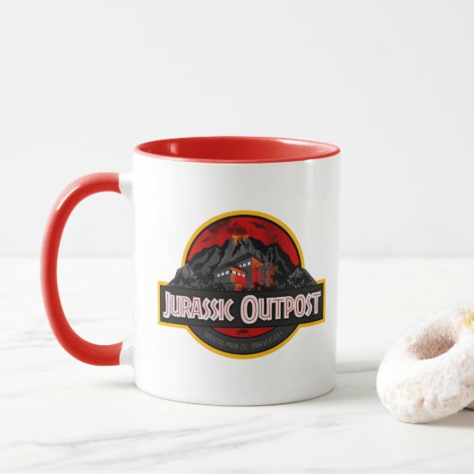 'Klassieke Jurassic' Jurassic Logo Mok (Met donut)