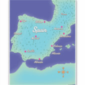 Klassieke kaart van Spanje Sticker (Voorkant)