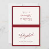 Klassieke kalligrafie Deep Red Old Money Place Car Bedankkaart (Voorkant)