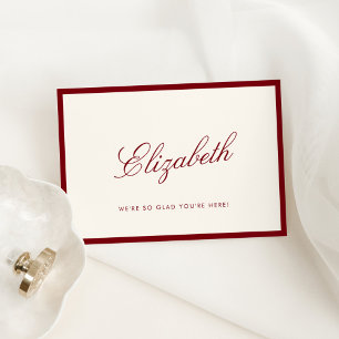Klassieke kalligrafie Deep Red Old Money Place Car Kaart