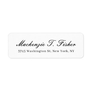 Klassieke kalligrafie Elegant Eenvoudig Zwart & Wi Etiket
