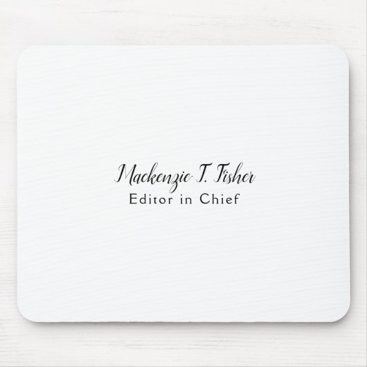 Klassieke Kalligrafie Elegant Gewoon Eenvoudig Wit Muismat (Voorkant)