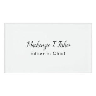 Klassieke Kalligrafie Elegant Gewoon Eenvoudig Wit Naambadge