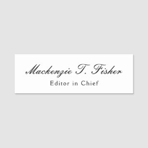 Klassieke Kalligrafie Elegant Gewoon Eenvoudig Wit Naamplaatje