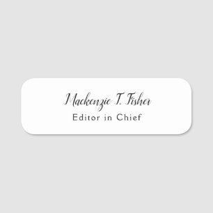 Klassieke Kalligrafie Elegant Gewoon Eenvoudig Wit Naamplaatje
