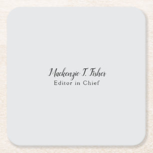Klassieke kalligrafie Elegant Plain Simple Grey Vierkante Kartonnen Onderzetter