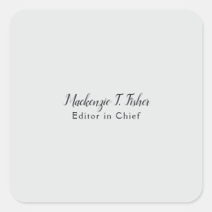 Klassieke kalligrafie Elegant Plain Simple Grey Vierkante Sticker