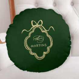 Klassieke Kalligrafie Kerstkam met Naam Rond Kussen