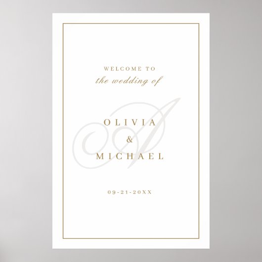 Klassieke kalligrafie Monogram Bruiloft Welkomstbo Poster (Voorkant)