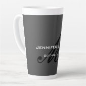 Klassieke Kalligrafie Monogram Bruiloftsgrijs Latte Mok (Linkerhoek)
