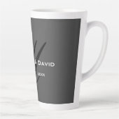 Klassieke Kalligrafie Monogram Bruiloftsgrijs Latte Mok (Rechts)