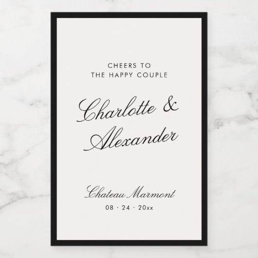 Klassieke kalligrafie Oud geld bruiloft Wijn Etiket (Enkel label)