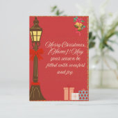 Klassieke Karmozijnrode Kerstkaart – Crème Script  (Staand voorkant)