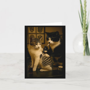 Klassieke kat die tatoeage rookt Getatoeëerde kat  Kaart