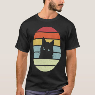 Klassieke Kat Retro Stijl Mannen Vrouwen Verslete T-shirt